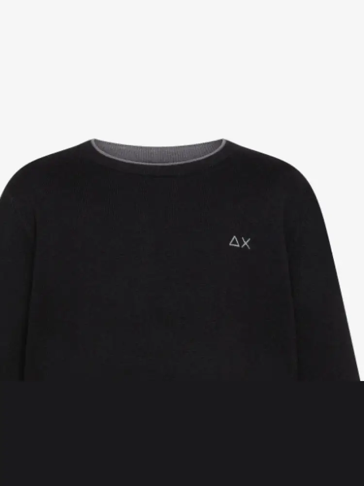 maglia nera bambino in misto lana mini logo sul petto miniatura 2