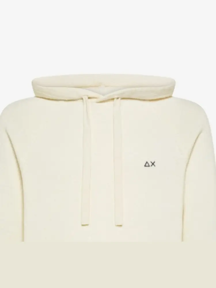 maglia panna in cotone con cappuccio mini logo sul petto miniatura 2