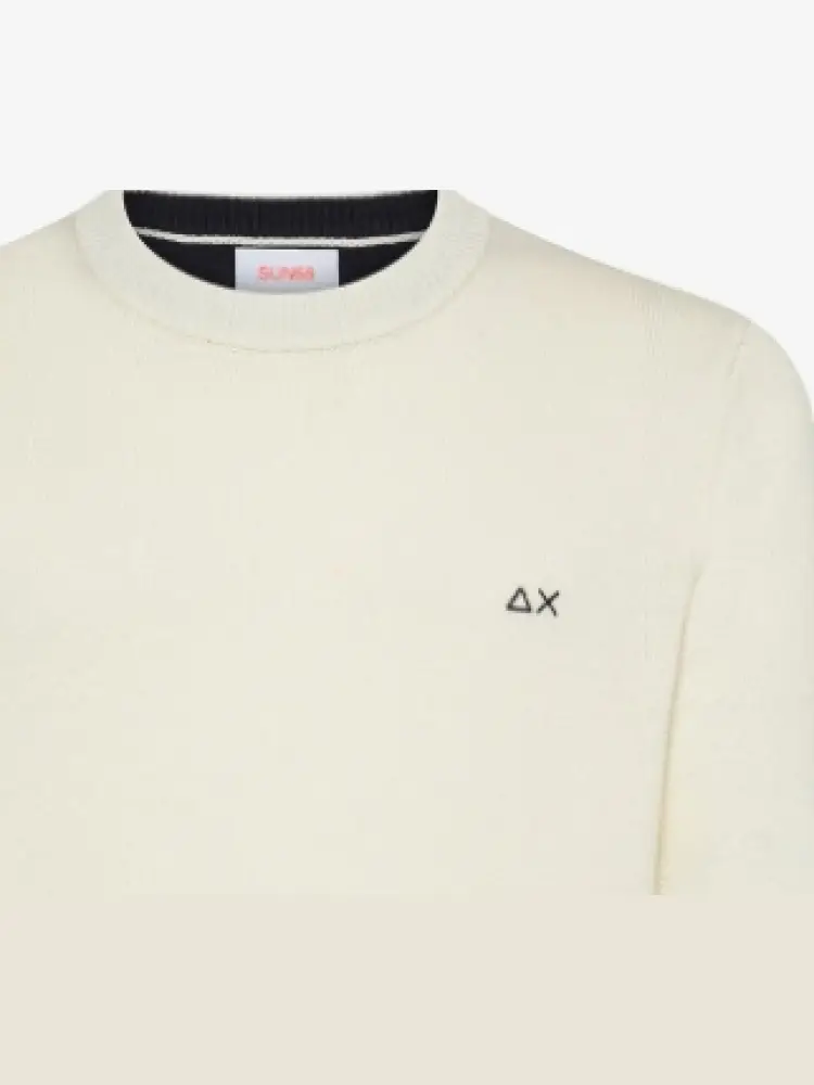 maglia panna uomo in misto lana mini logo sul petto miniatura 2