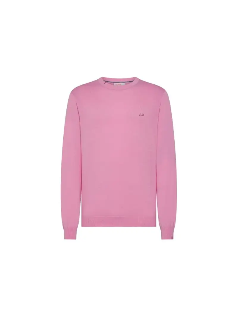 Sun68 maglia rosa uomo in cotone mini logo ricamato sul petto