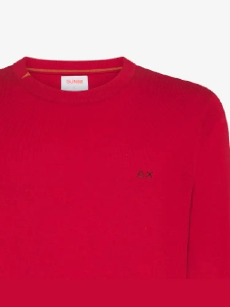 maglia rosso uomo in misto lana mini logo sul petto miniatura 2