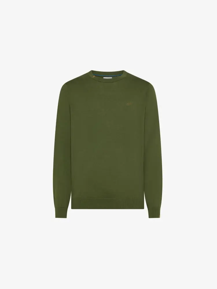 maglia verde militare uomo mini logo