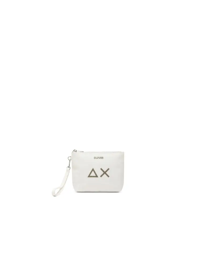 mini pochette donna in tela di cotone bianca