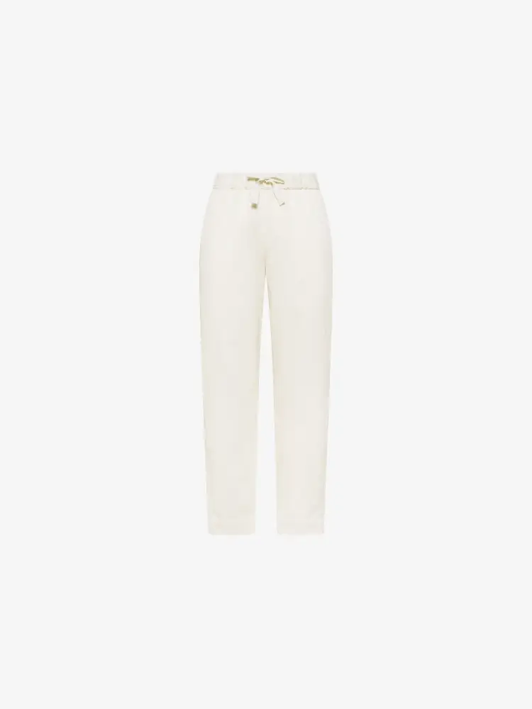 pantalone bianco donna in velluto logo sul lato