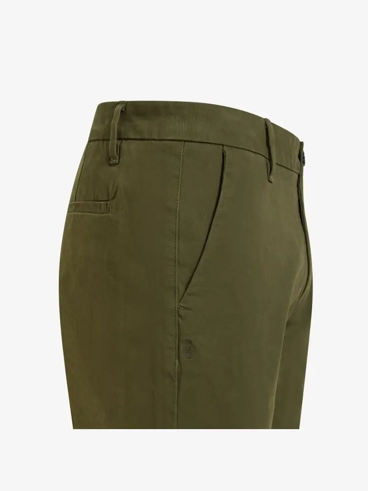 pantalone verde militare uomo in cotone chino mini logo sul lato miniatura 2