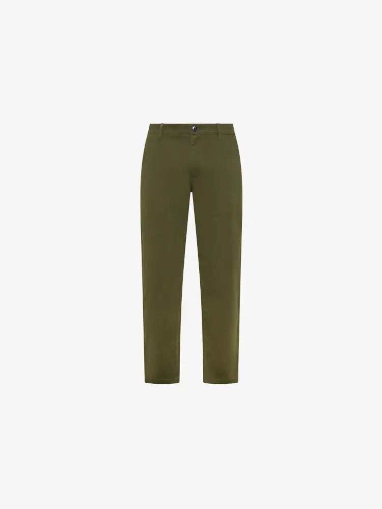 pantalone verde militare uomo in cotone chino mini logo sul lato