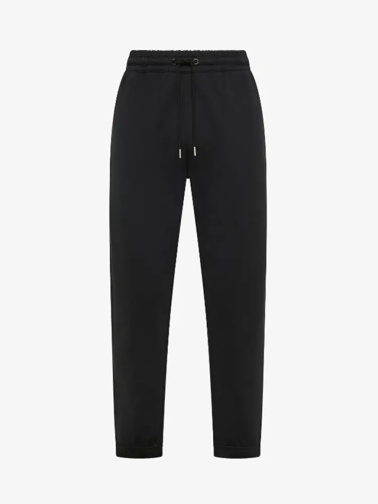 pantaloni in felpa cotone nero con logo ricamo sulla tasca