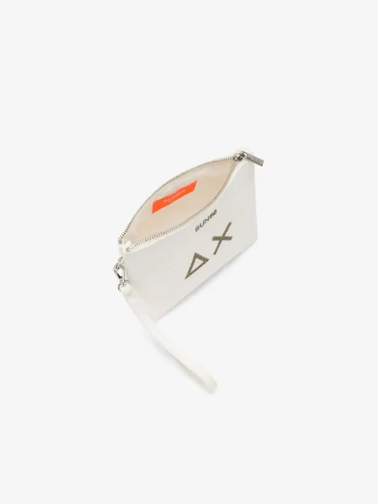 pochette bianca donna logo con glitter miniatura 2