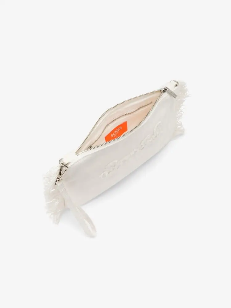 pochette bianca donna logo sul davanti miniatura 3