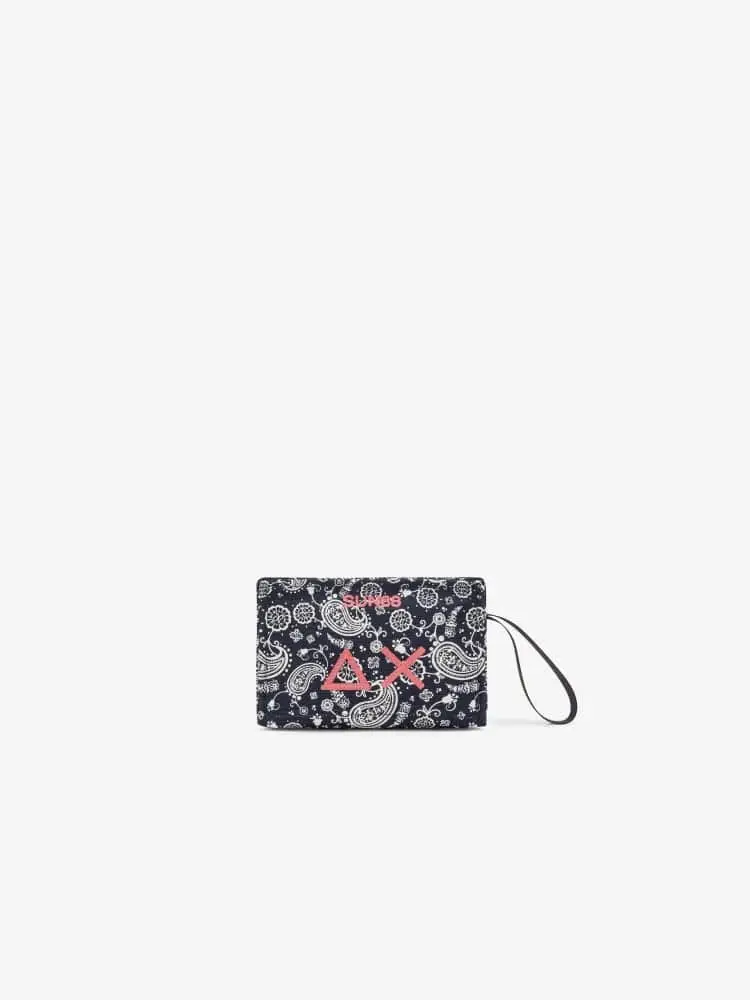 pochette blu navy donna stampa all over