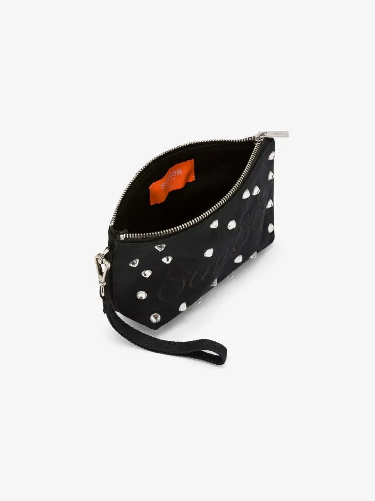 pochette nera donna logo sul davanti miniatura 2