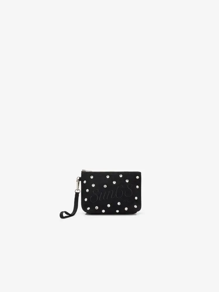 pochette nera donna logo sul davanti