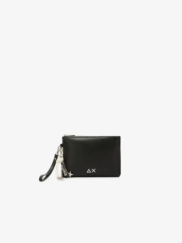 pochette nera donna logo sul davanti