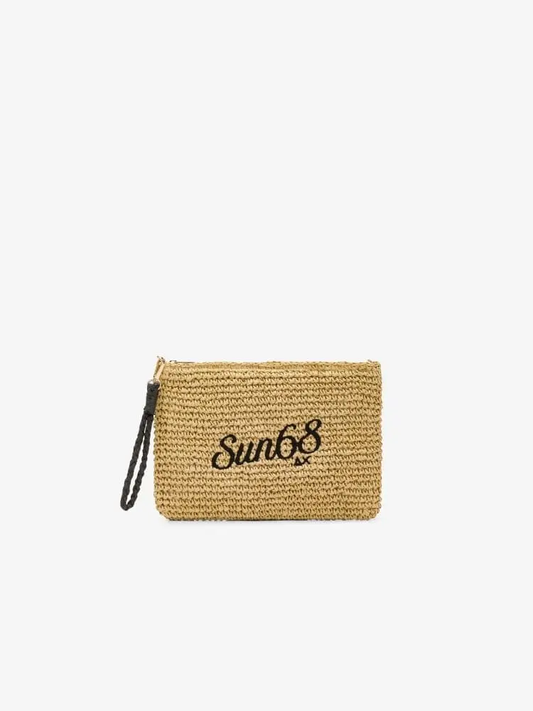 pochette rafia donna logo sul davanti