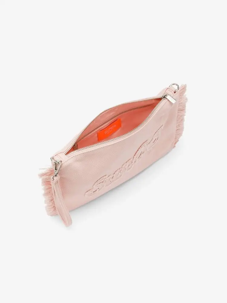 pochette rosa donna logo sul davanti miniatura 2