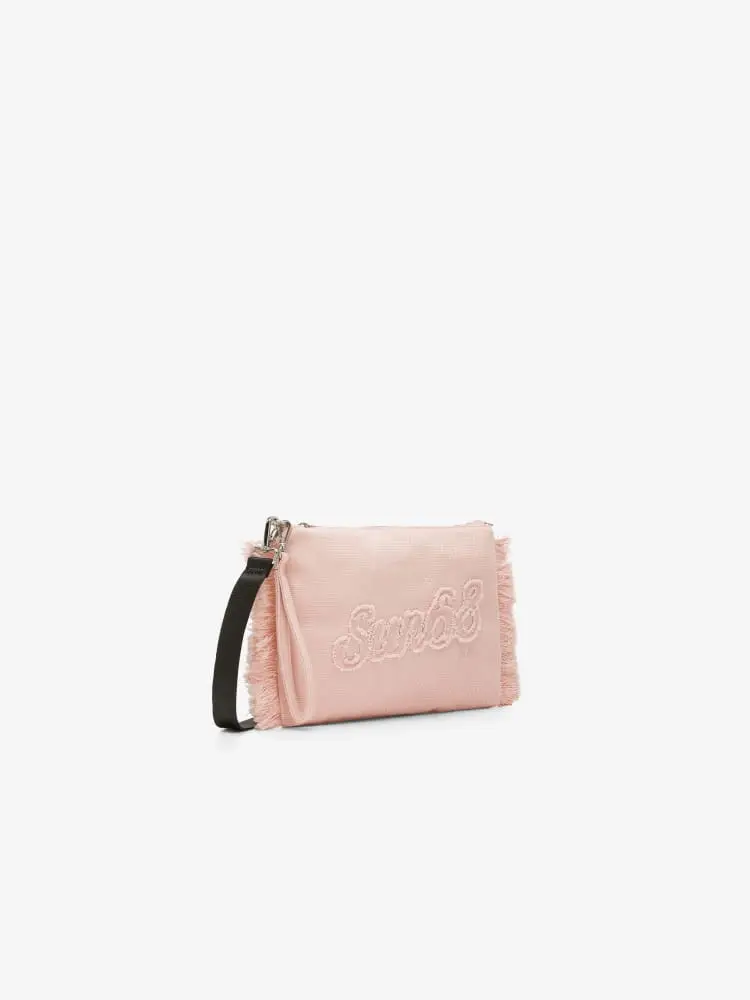 pochette rosa donna logo sul davanti miniatura 3