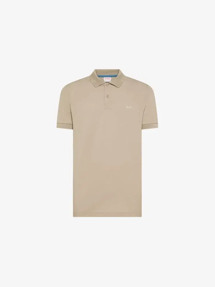 polo beige uomo logo sul petto