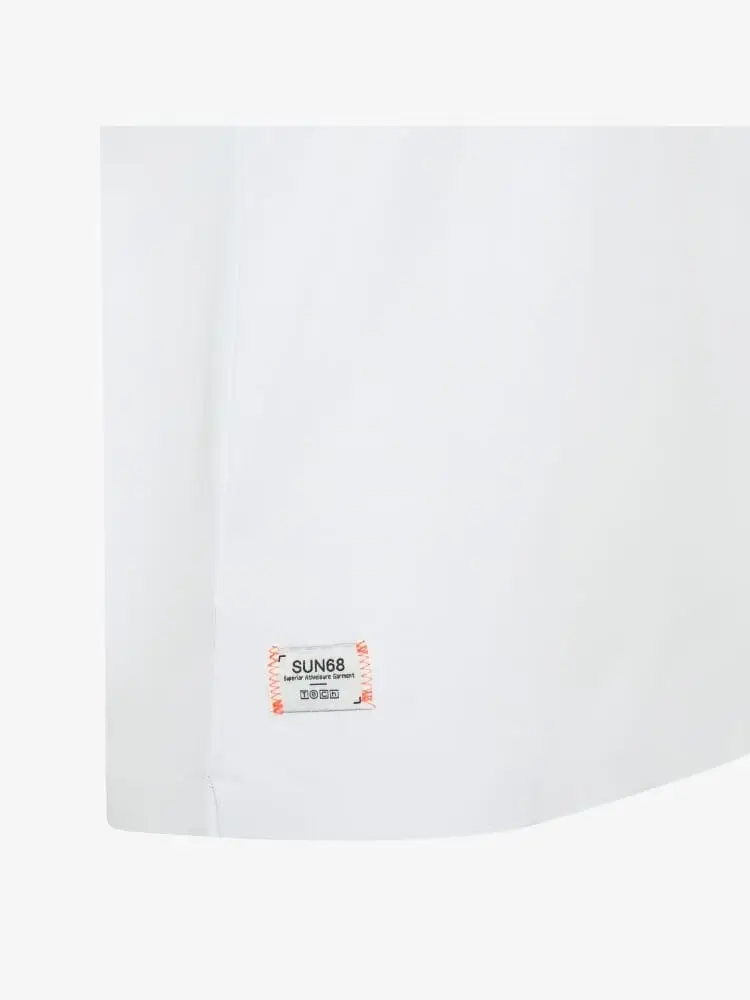 polo bianca uomo logo sul fondo miniatura 2