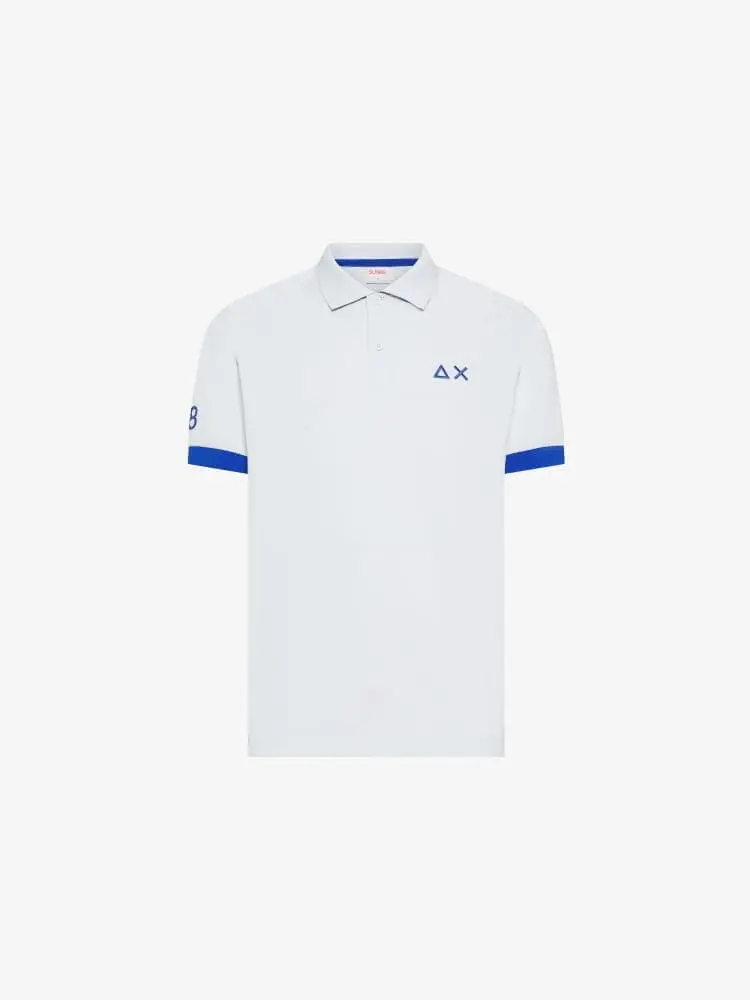 polo bianca uomo maxi logo a contrasto