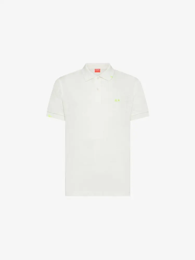 polo bianca uomo mini logo fluo
