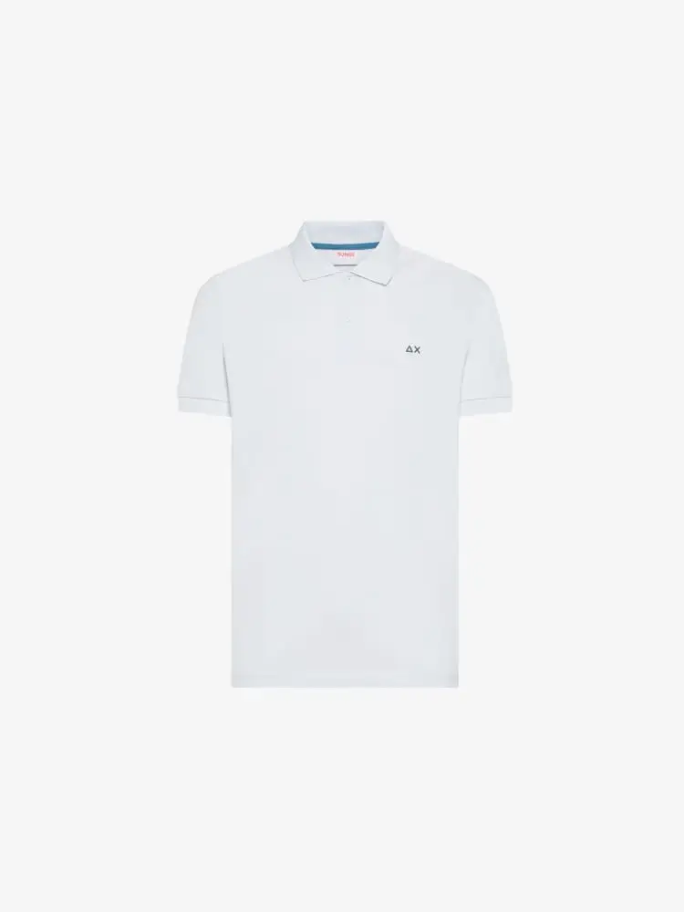 polo bianca uomo mini logo sul petto