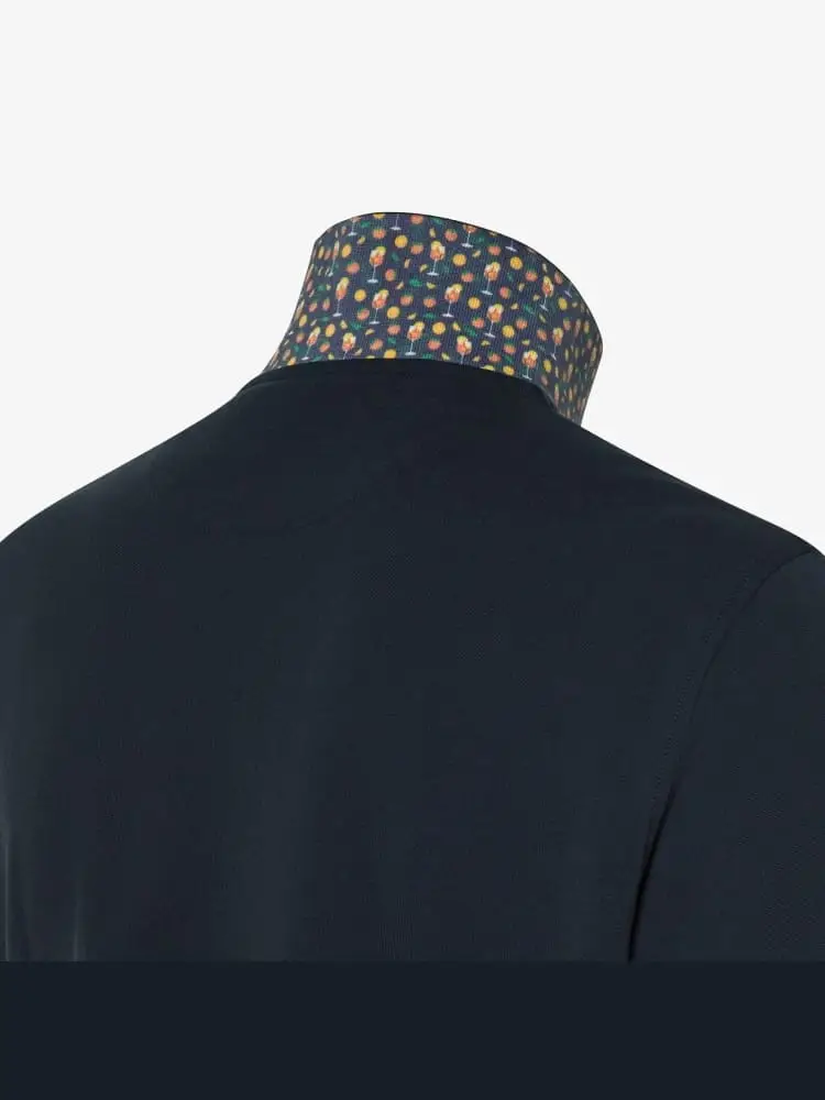 polo blu navy uomo dettagli multicolor miniatura 2