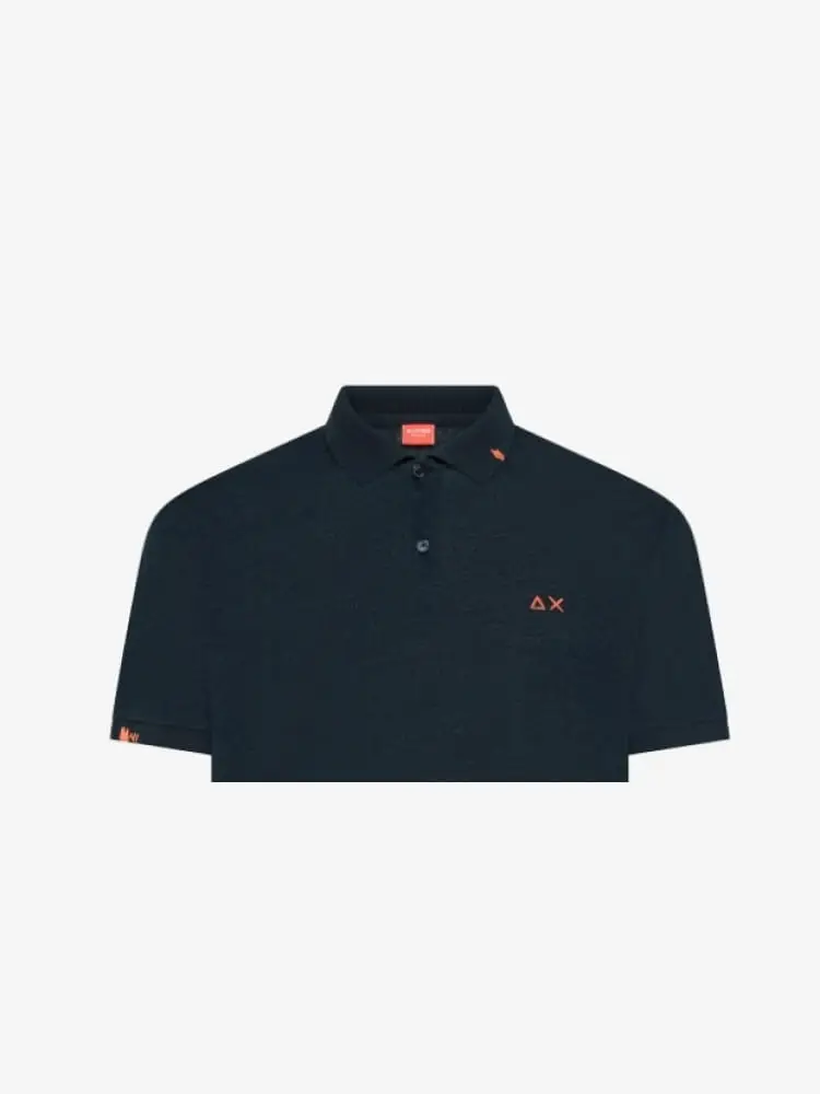 polo blu navy uomo mini logo fluo miniatura 2