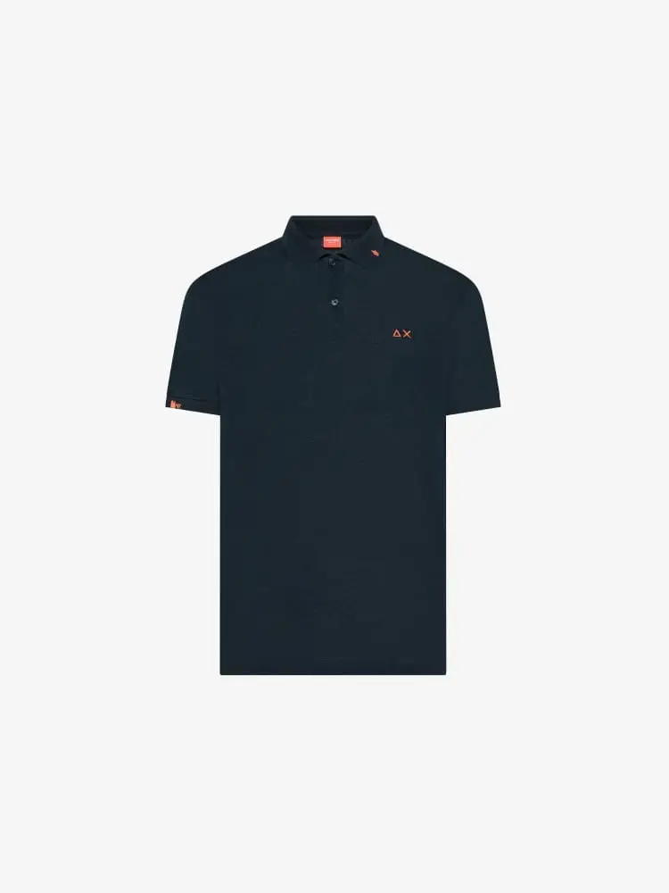 polo blu navy uomo mini logo fluo