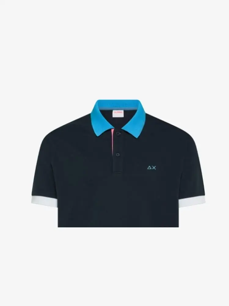 polo blu navy uomo multicolor logo sul petto miniatura 2