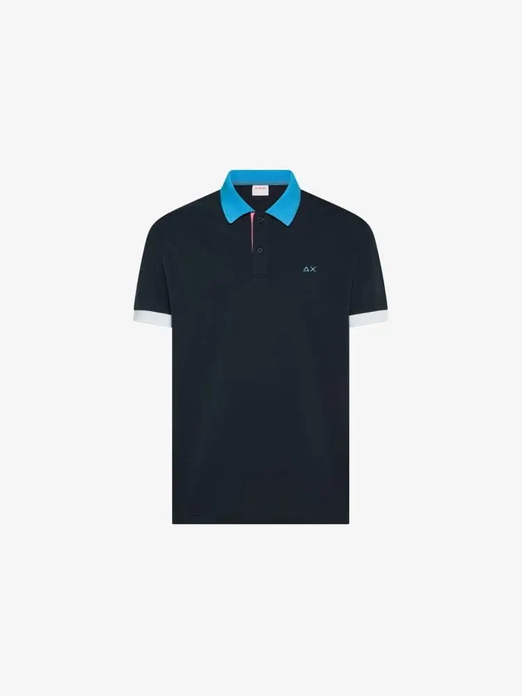 polo blu navy uomo multicolor logo sul petto