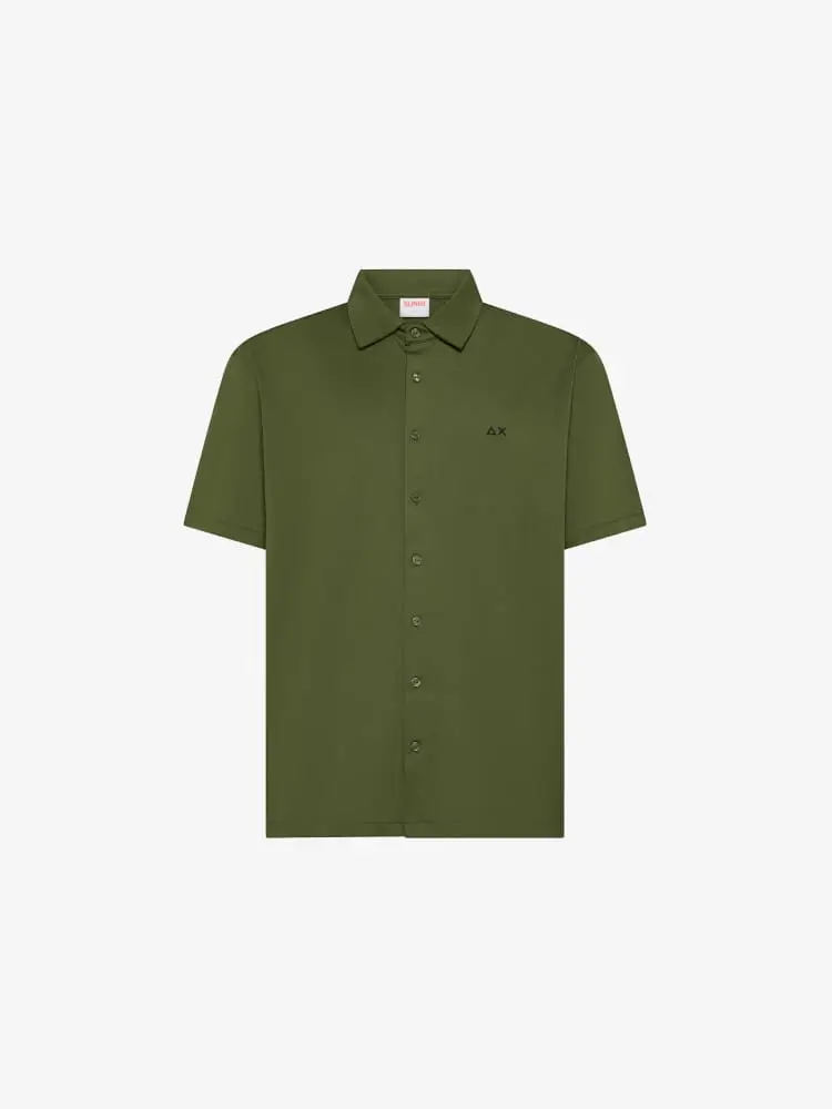 polo camicia verde uomo mini logo