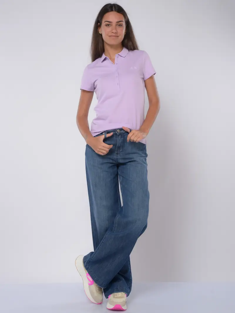 polo da donna Sun68 Slim Fit con logo VIOLA miniatura 2