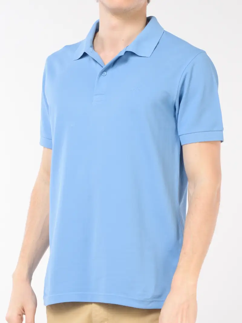 polo da uomo Sun68 in piquet con logo TURCHESE