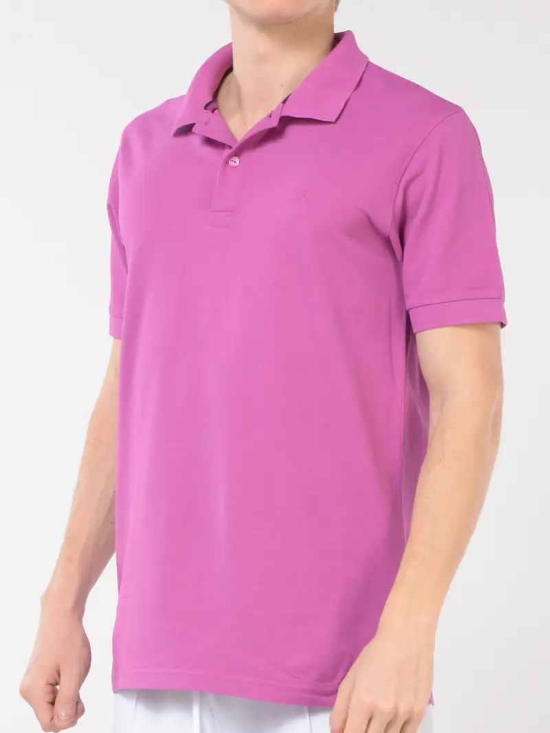 polo da uomo Sun68 in piquet con logo VIOLA