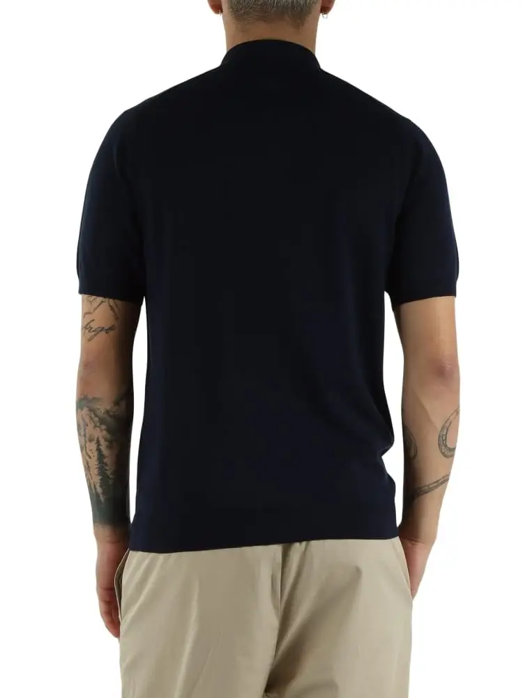 polo in maglia blu navy uomo mini logo miniatura 2