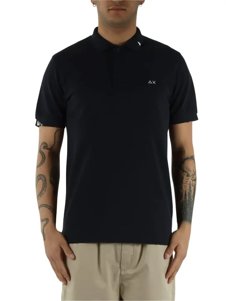 polo in maglia nera uomo mini logo