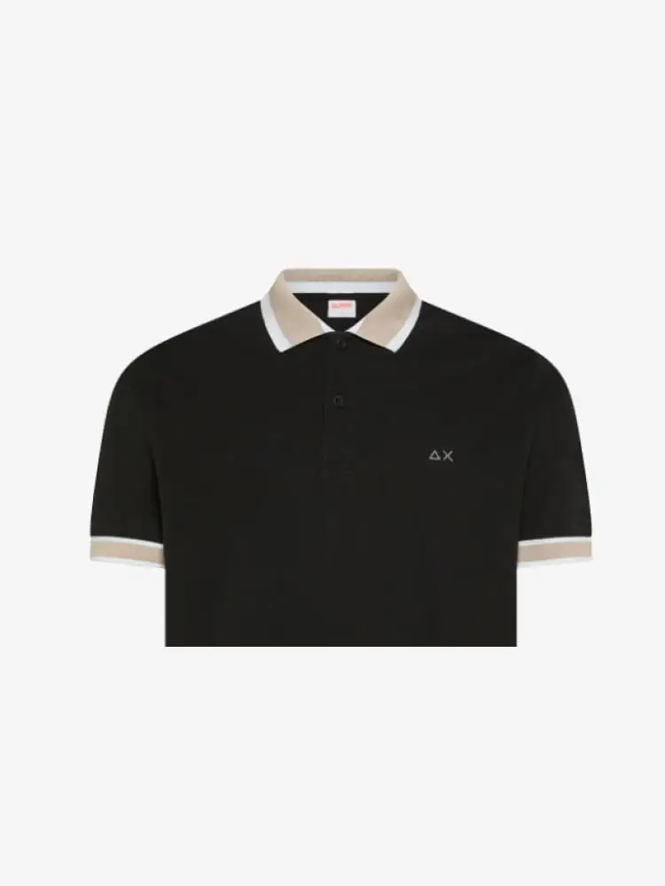 polo nera uomo multicolor logo sul petto miniatura 2