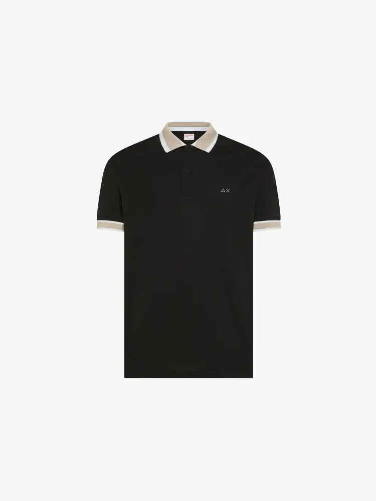 polo nera uomo multicolor logo sul petto