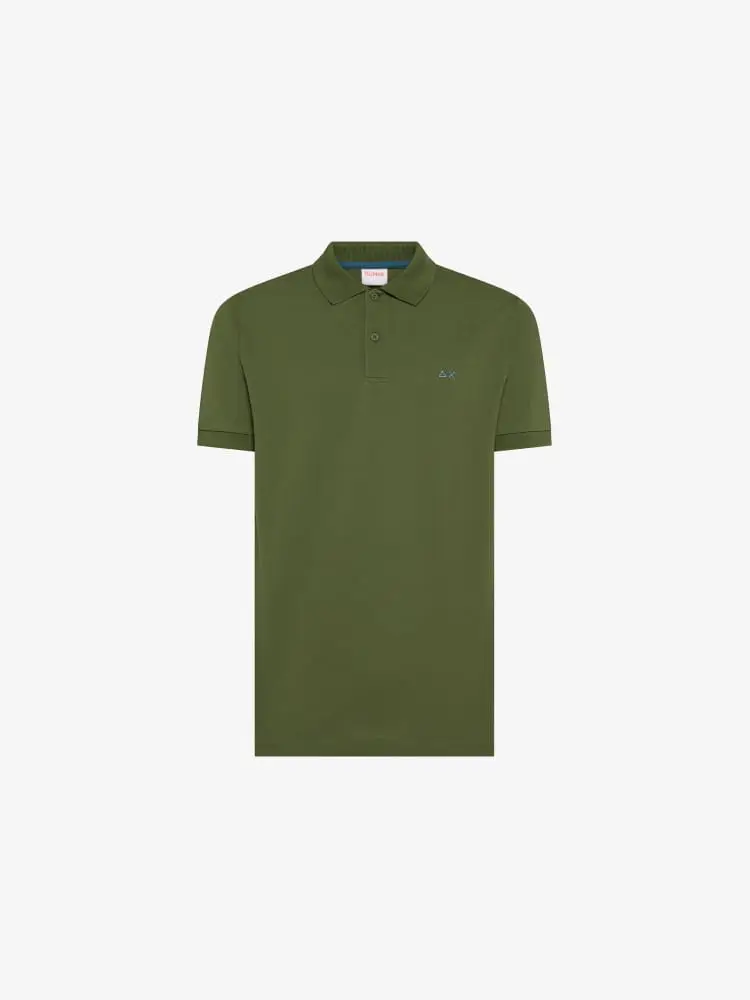 polo verde militare uomo mini logo