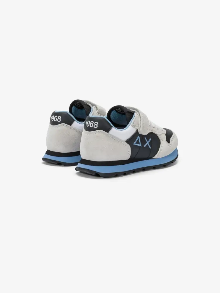 scarpe bianche bambino in camoscio logo sul lato miniatura 2