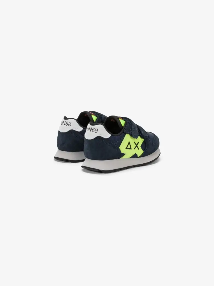 scarpe blu navy bambino in suede e nylon logo sul lato miniatura 3
