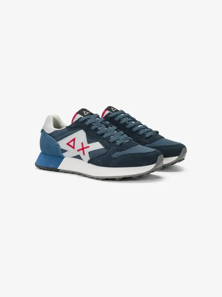 scarpe blu navy uomo logo sul lato miniatura 2