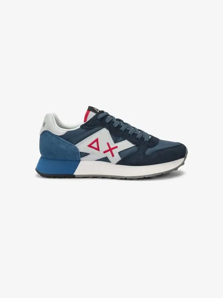 scarpe blu navy uomo logo sul lato