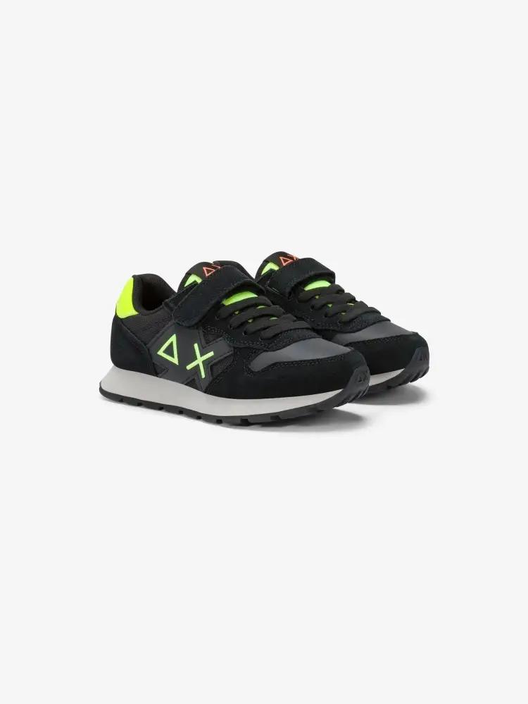 scarpe nere bambino in suede e nylon logo sul lato miniatura 2