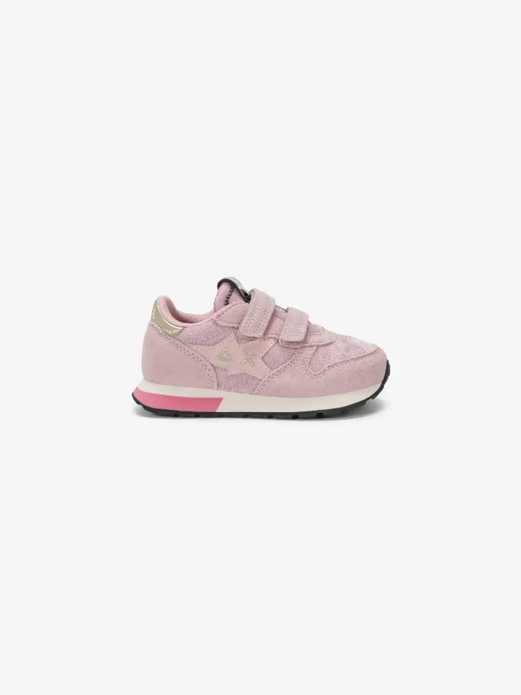 scarpe rosa bambina in suede e nylon logo sul lato