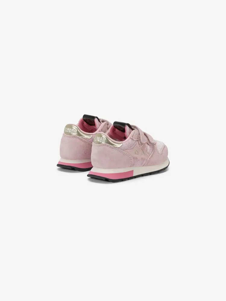 scarpe rosa neonata in suede e nylon logo sul lato miniatura 3