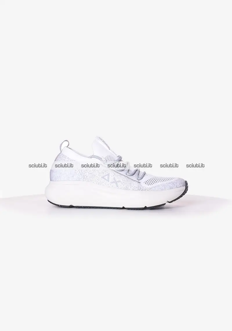 Scarpe SUN68 uomo bianche Jupiter knit in tessuto