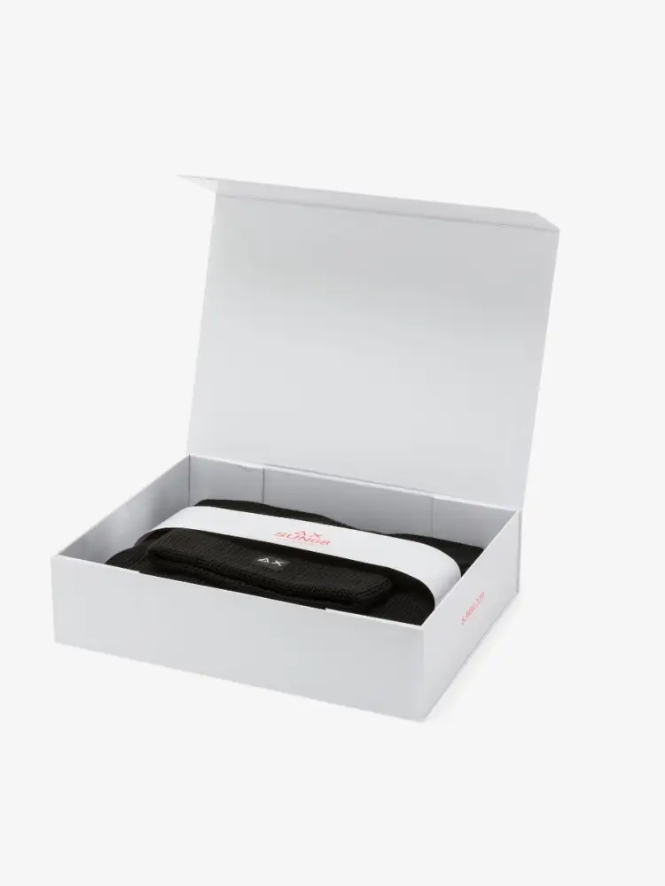 set nero donna sciarpa e cappello in misto lana mini logo miniatura 2