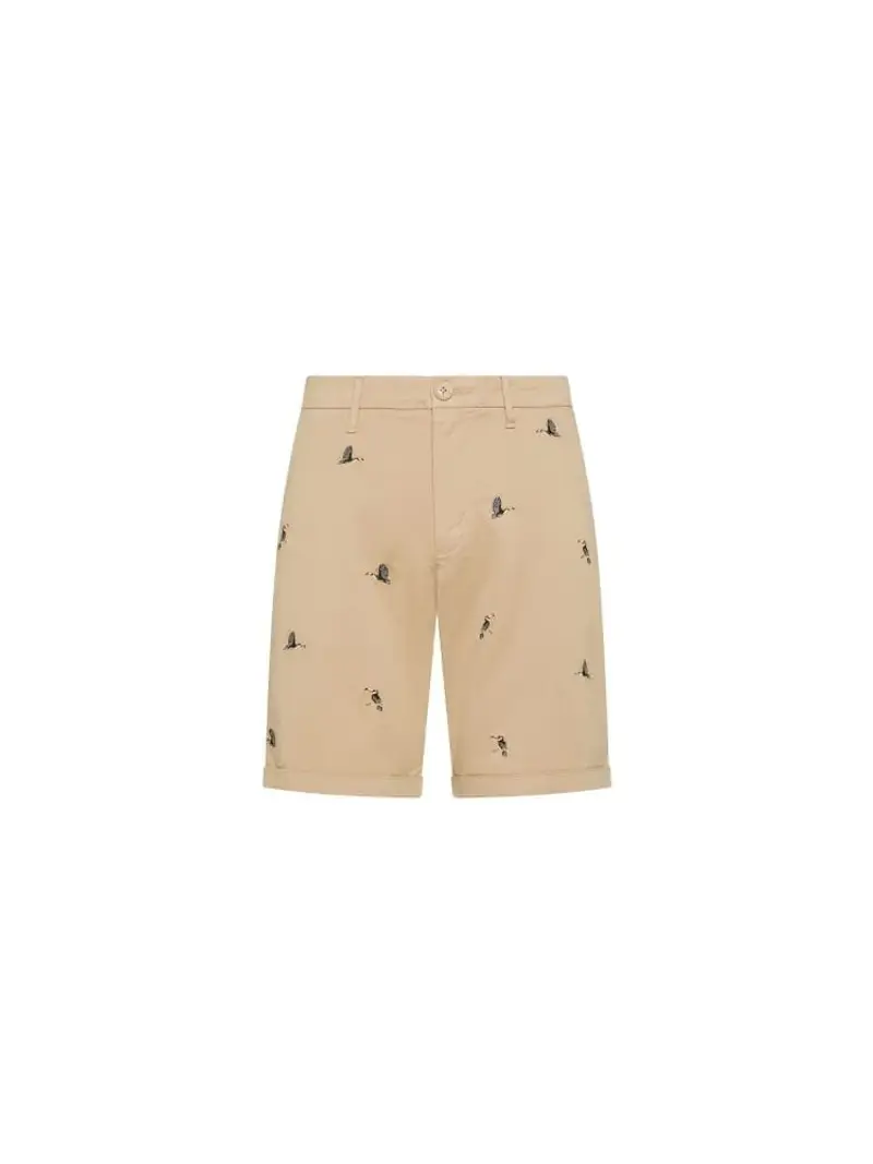 Sun68 shorts beige bambino in cotone a fantasia all over ricamato
