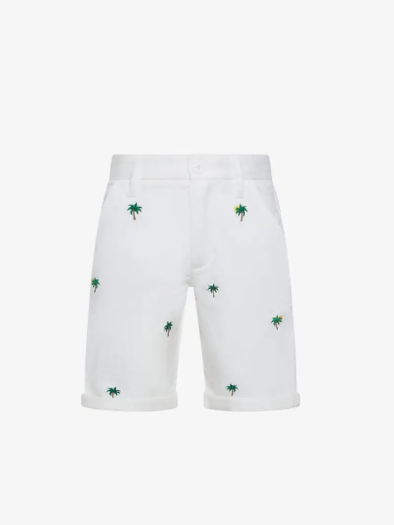 Sun68 shorts bianco bambino in cotone a fantasia all over ricamato